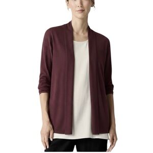 Eileen Fisher Sweater 100% Wool Open Front Cardigan